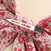 spring new cotton print hairpin children girl bow ponytail hairpin
