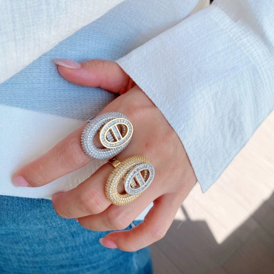 Jewelry Vintage Style Classic Style Geometric Copper Zircon Plating Open Rings