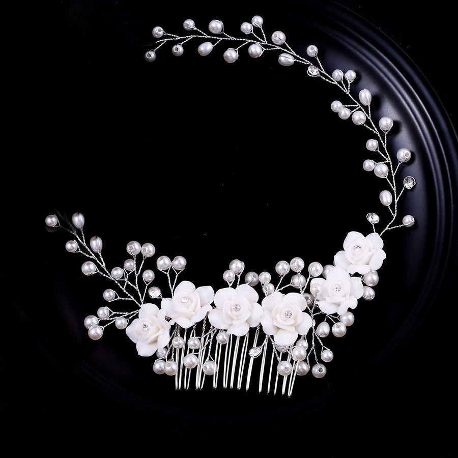 Fashion bridal hair accessories Korean-style soft  flower pearl hair comb   best selling comb Accessories