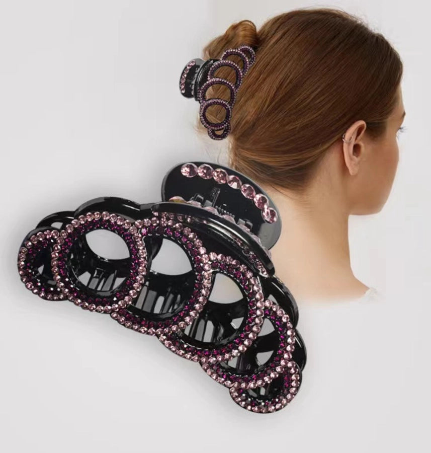 Women's Simple Style Classic Style Solid Color Alloy Inlay Rhinestones Hair Claws