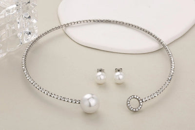 Jewelry Glam Luxurious Shiny Circle Square Heart Shape 304 Stainless Steel Imitation Pearl Rhinestone Jewelry Set
