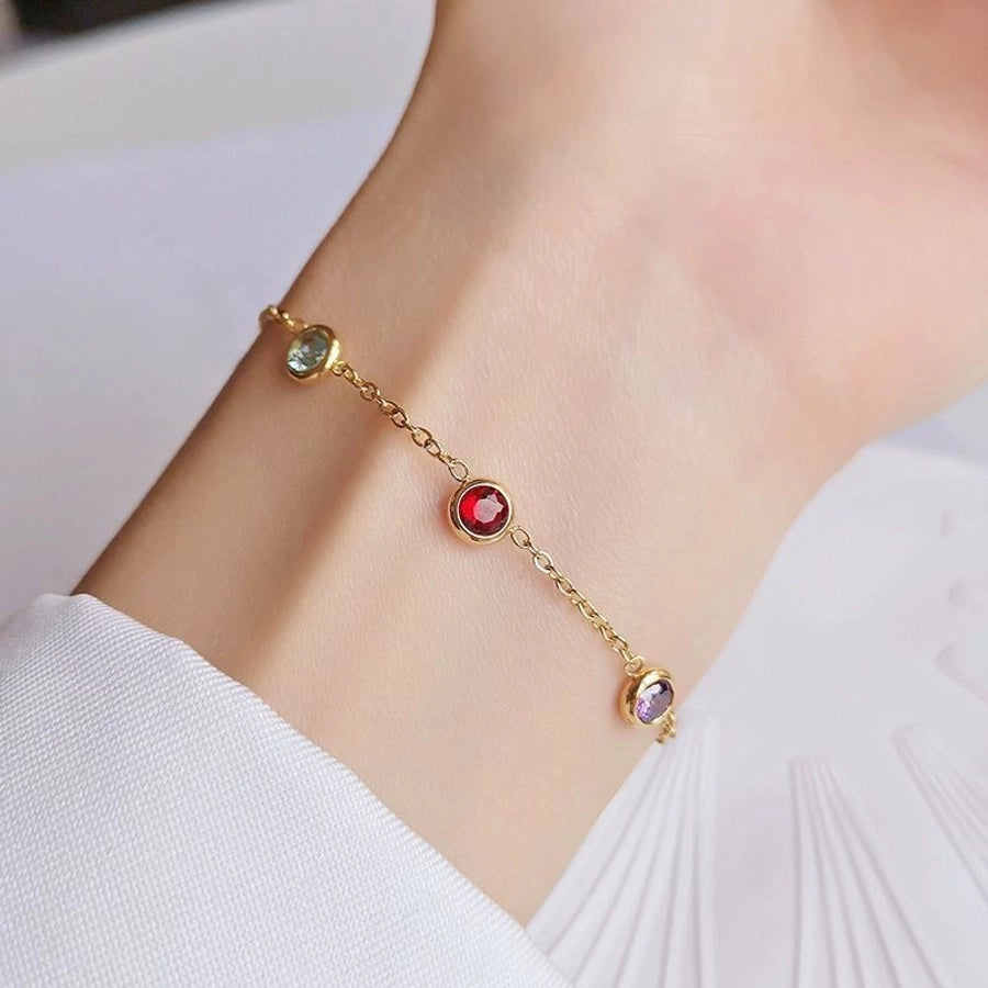 Hip-Hop Beach Streetwear Geometric 304 Stainless Steel 18K Gold Plated Artificial Rhinestones Bracelets In Bulk