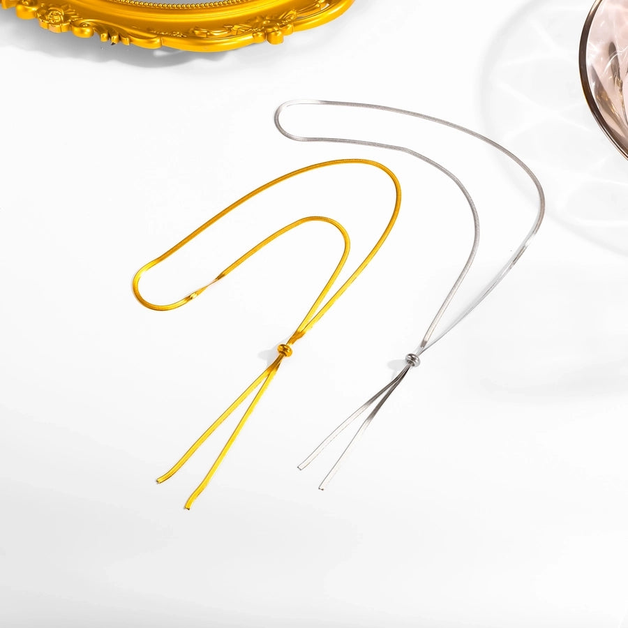 Jewelry Elegant Streetwear Solid Color 304 Stainless Steel Long Necklace Necklace