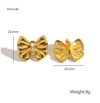 1 Pair Vintage Style Classic Style Bow Knot Plating 304 Stainless Steel Ear Studs