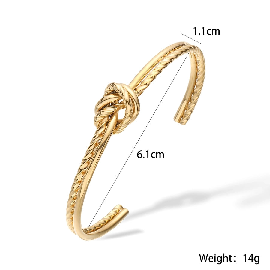 Retro Simple Style Commute Knot 304 Stainless Steel Cuff Bracelets In Bulk