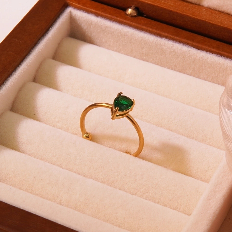 Jewelry Tropical Simple Style Cool Style Triangle Geometric 304 Stainless Steel Artificial Rhinestones 18K Gold Plated Inlay Open Rings