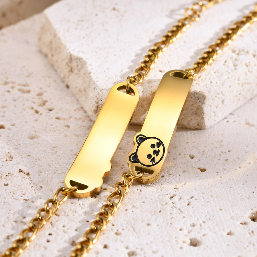 Basic Car Heart Shape Crown 304 Stainless Steel 18K Gold Plated Bracelets In Bulk