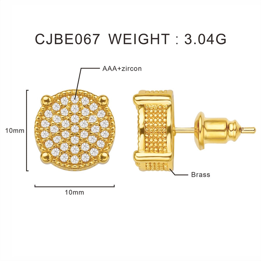 1 Pair Retro Geometric Plating Inlay Copper Zircon Zircon Ear Studs