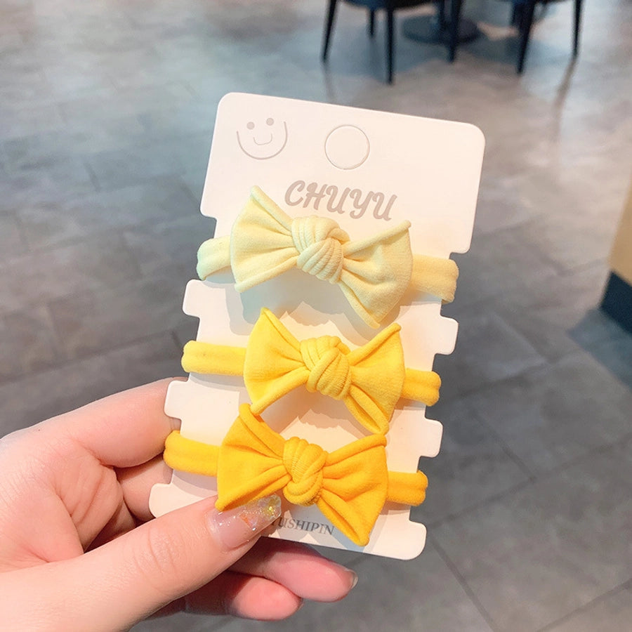 cute rainbow fluorescent solid color bow tie ponytail head rope set