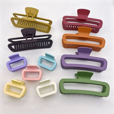 Simple square frosted rubber paint clip large small size back head high horsetail shark clip hair accessories hair clip