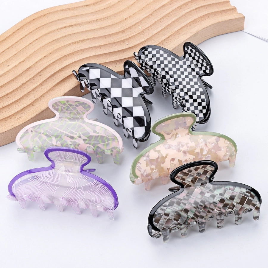 simple style checkered acetic acid sheets hair claws 1 piece