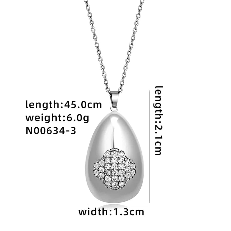 Jewelry Cute Simple Style Star Heart Shape Lines 304 Stainless Steel Copper Zircon K Gold Plated Rhodium Plated Plating Inlay Pendant Necklace