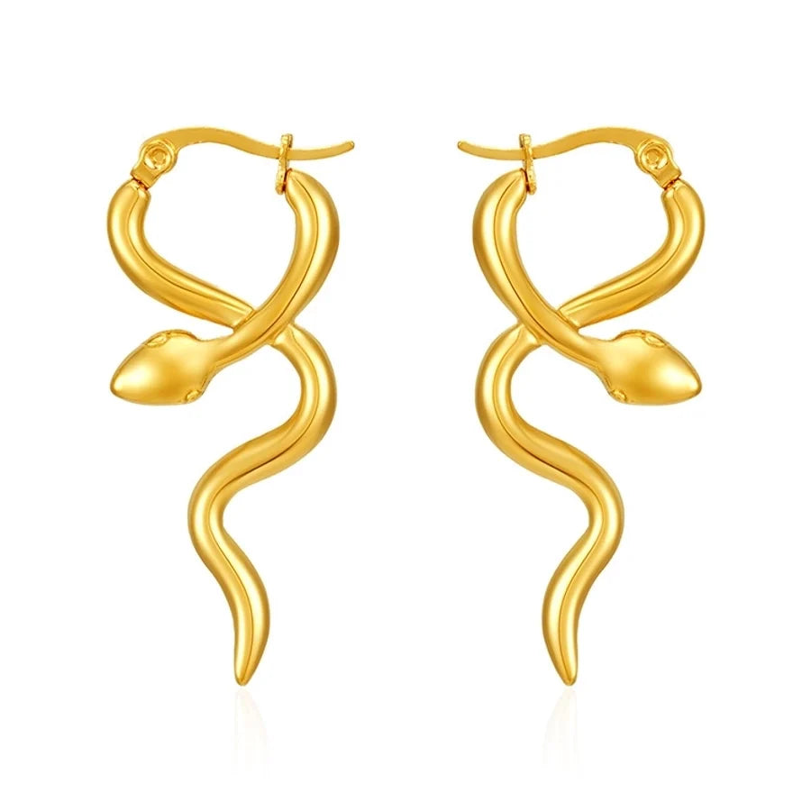 1 Pair IG Style Snake 304 Stainless Steel Earrings