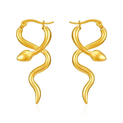 1 Pair IG Style Snake 304 Stainless Steel Earrings