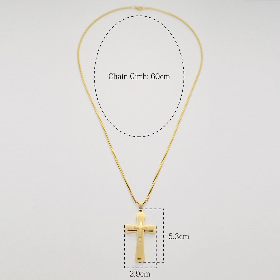 Jewelry IG Style Hip-Hop Cross 304 Stainless Steel 18K Gold Plated Layered Plating Three-dimensional Pendant Necklace