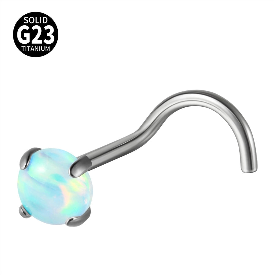 1 Piece Nose Rings & Studs Casual Vacation Round G23 Titanium Alloy Opal Zircon Nose Rings & Studs