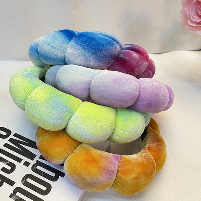 lady streetwear color block sponge hair band