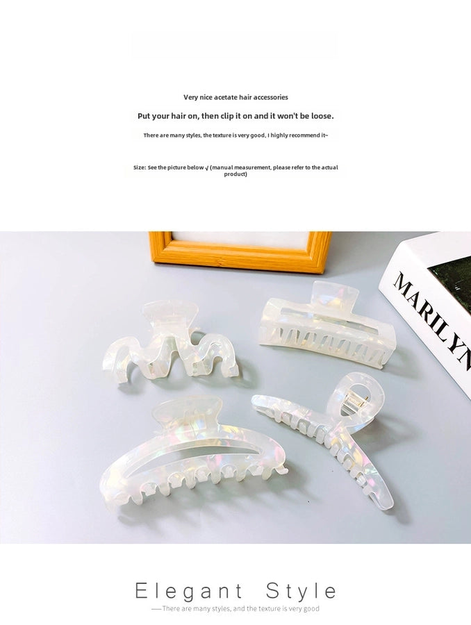 Mermaid Ji acetate hairpin female  back head bath pan head grip elegant temperament shark clip headdress