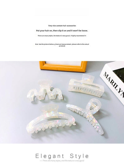 Mermaid Ji acetate hairpin female  back head bath pan head grip elegant temperament shark clip headdress