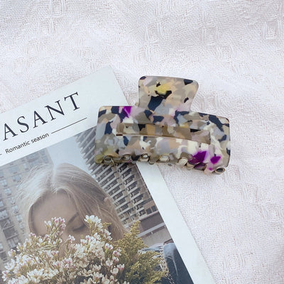 sweet color block rectangle acetic acid sheets handmade hair claws 1 piece