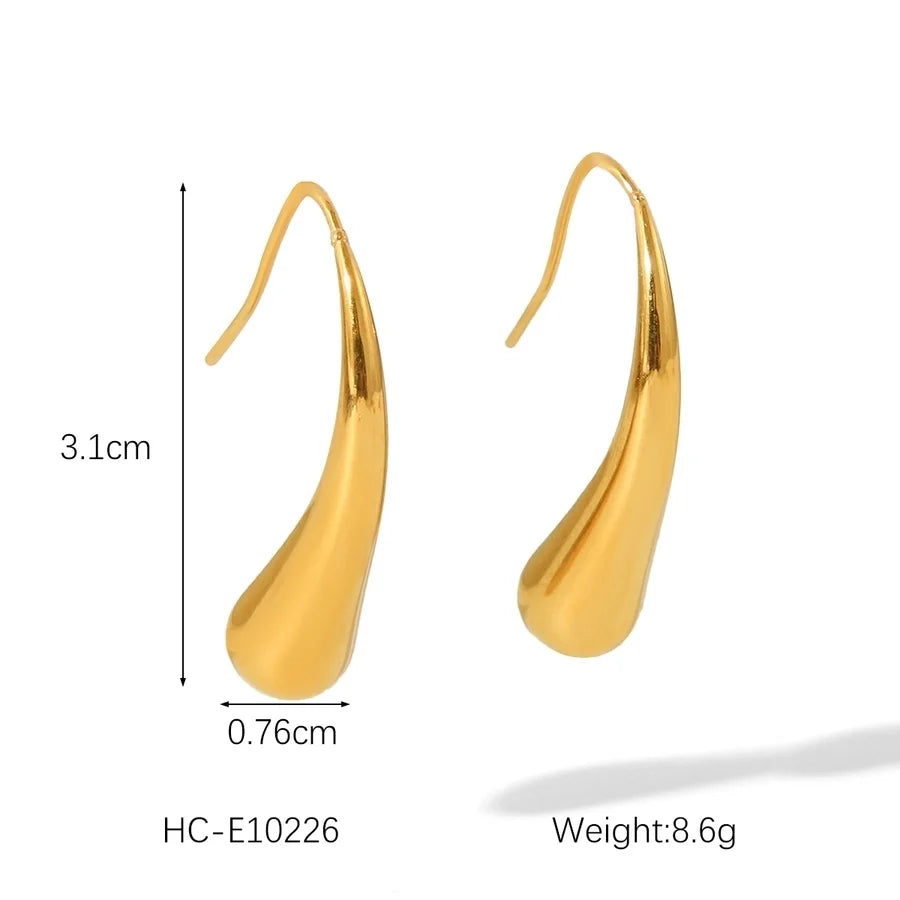 1 Pair IG Style Geometric Water Droplets Solid Color Plating 304 Stainless Steel 18K Gold Plated Drop Earrings