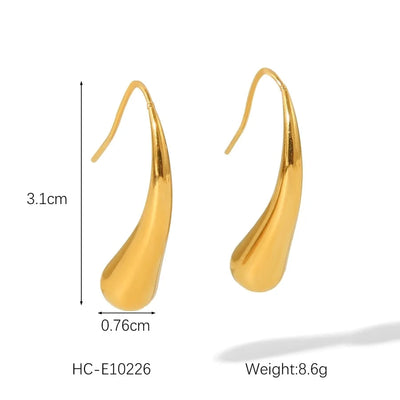 1 Pair IG Style Geometric Water Droplets Solid Color Plating 304 Stainless Steel 18K Gold Plated Drop Earrings