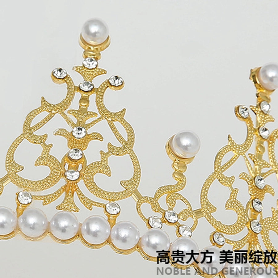 fashion crown imitation pearl alloy rhinestone plating crown 1 piece