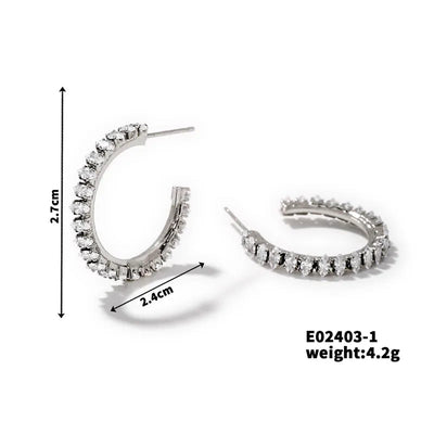 1 Pair Glam Shiny Water Droplets Plating Inlay Copper Zircon Rhodium Plated Ear Studs