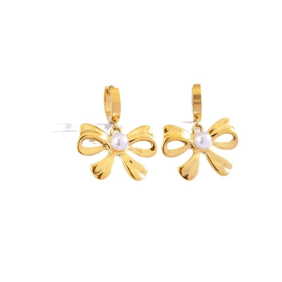 Jewelry Sweet Simple Style Bow Knot Titanium Steel Earrings Necklace