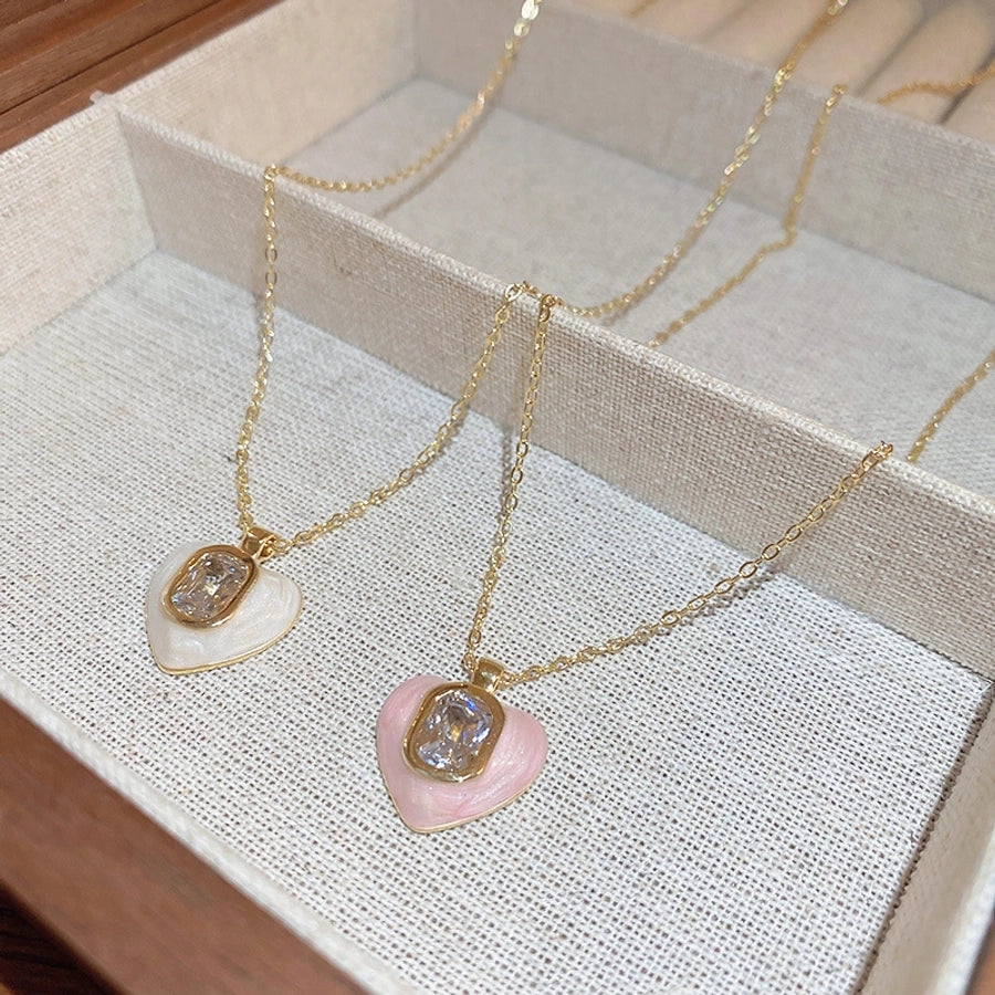 Copper Enamel Heart Shape Pendant Necklace