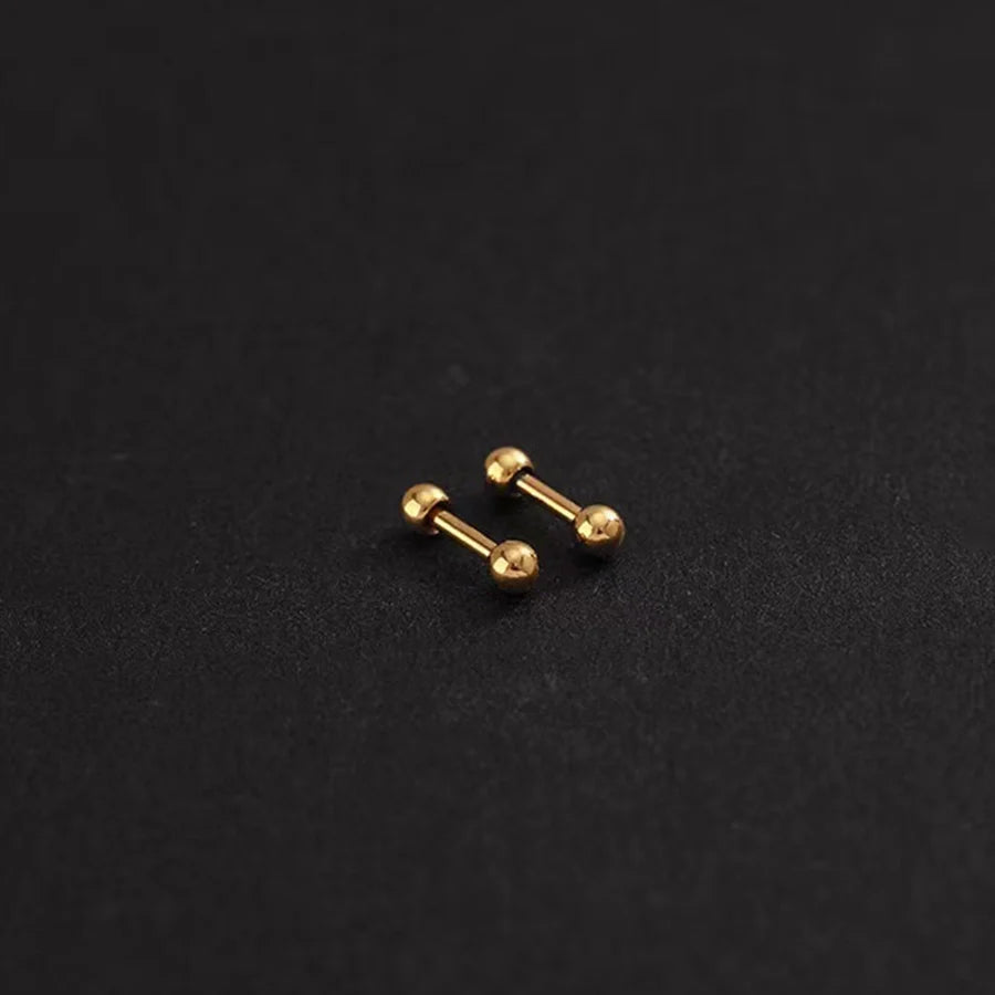 1 Pair Simple Style Round 304 Stainless Steel 18K Gold Plated Ear Studs