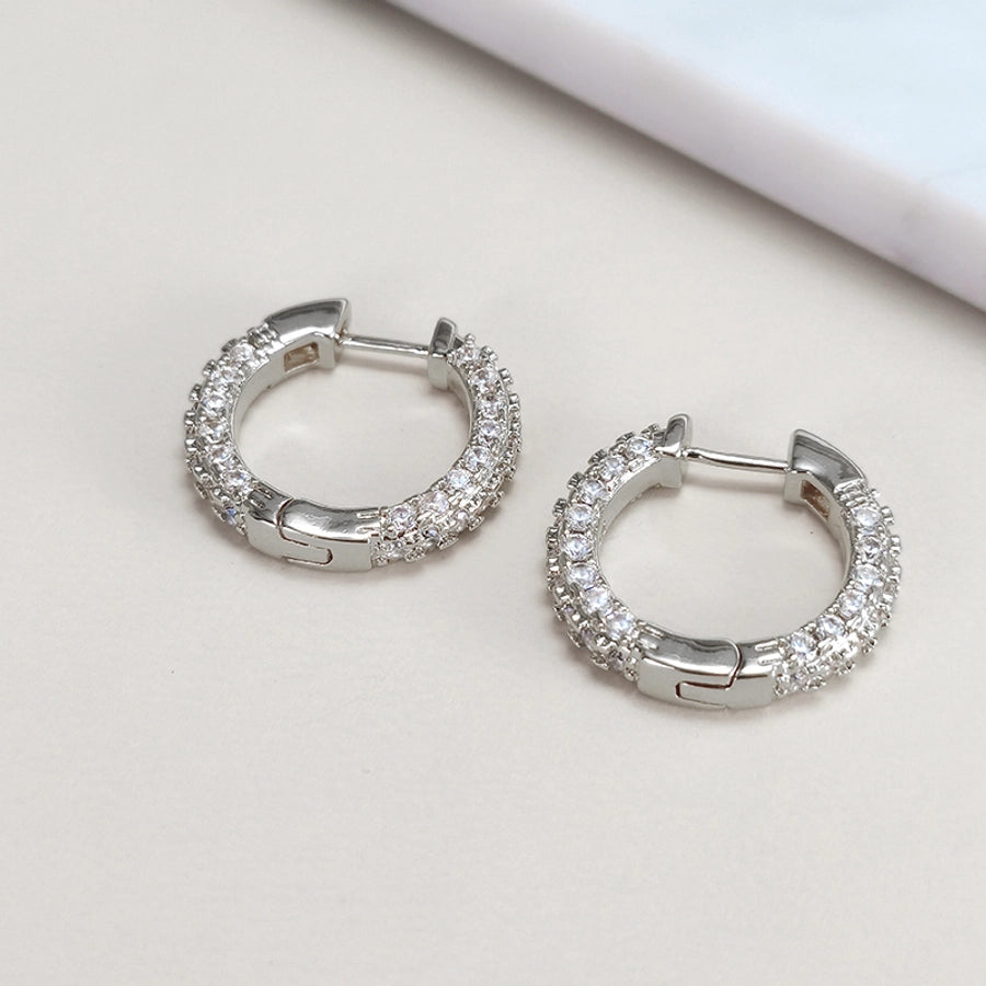 1 Pair IG Style Simple Style Shiny Geometric Irregular Copper Zircon 24K Gold Plated Hoop Earrings Ear Cuffs