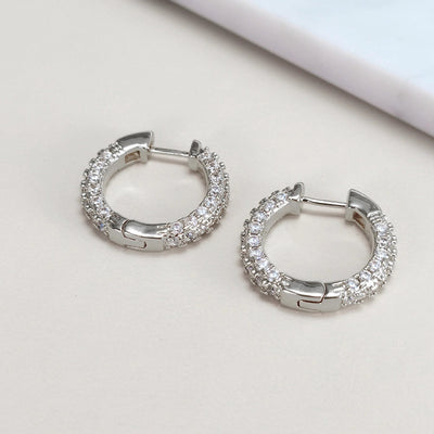 1 Pair IG Style Simple Style Shiny Geometric Irregular Copper Zircon 24K Gold Plated Hoop Earrings Ear Cuffs