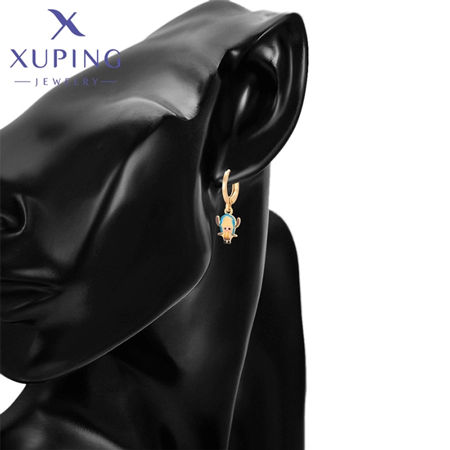 1 Pair Cute XUPING Sweet Cartoon Character Enamel Copper 18K Gold Plated Drop Earrings