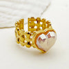 Jewelry IG Style Elegant Sweet Square Heart Shape 304 Stainless Steel Fritillary 14K Gold Plated Plating Inlay Open Rings