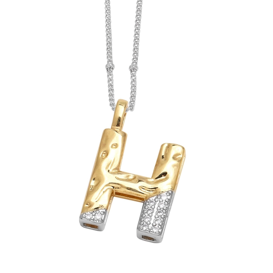 Jewelry Modern Style Simple Style letter 201 Stainless Steel Copper Zircon 18K Gold Plated Mixed Metal Inlay Pendant Necklace