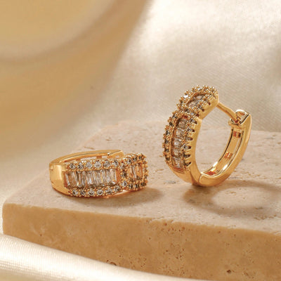 1 Pair Elegant Streetwear Shiny Geometric Inlay Copper Zircon K Gold Plated Rhodium Plated Earrings