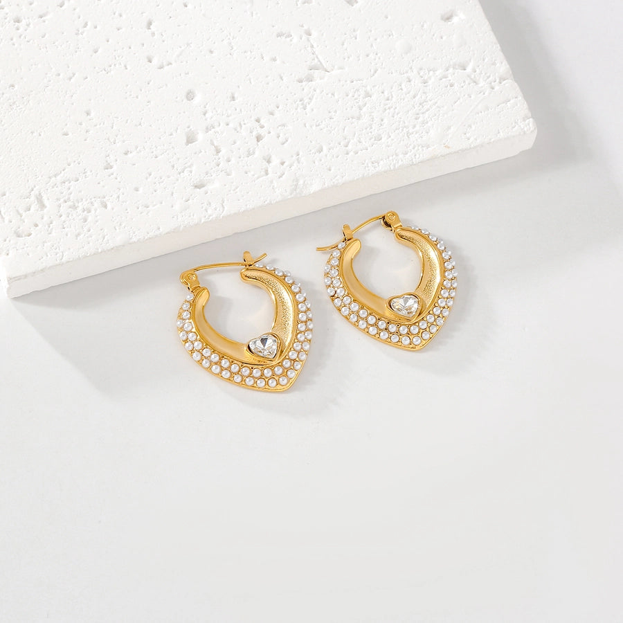 1 Pair Elegant Cute U Shape Geometric 304 Stainless Steel Artificial Pearls Earrings Ear Studs