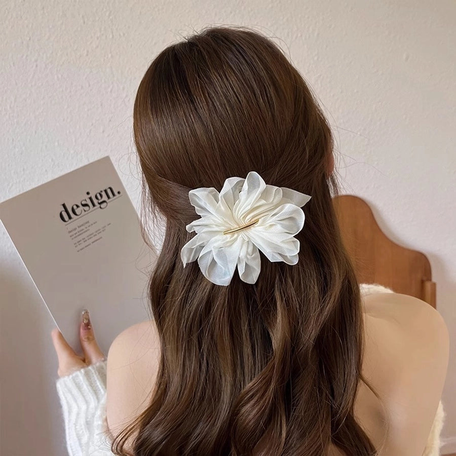 Super Fairy Elegant Chiffon Flower Hairpin Summer Back Head Ponda Tail Clip Headwear Advanced Sense Simple  Hair Accessories