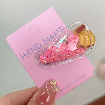 kid's cute cartoon fruit alloy rubber sequins hair clip