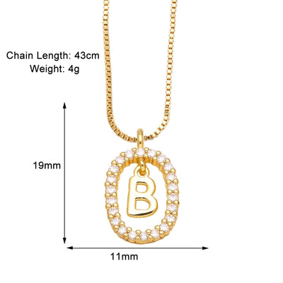 Jewelry Modern Style Simple Style letter 201 Stainless Steel Copper Zircon 18K Gold Plated Inlay Pendant Necklace