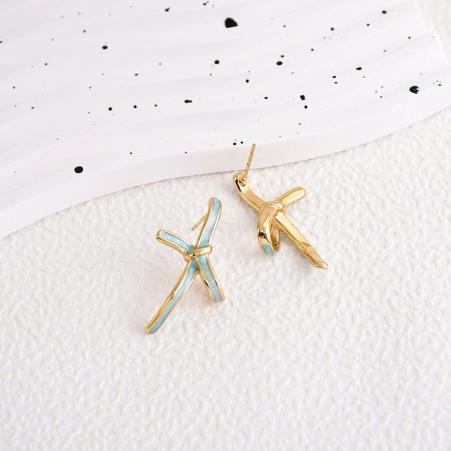 1 Pair Sweet Bow Knot Enamel 304 Stainless Steel Ear Studs