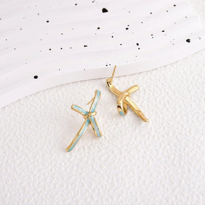 1 Pair Sweet Bow Knot Enamel 304 Stainless Steel Ear Studs