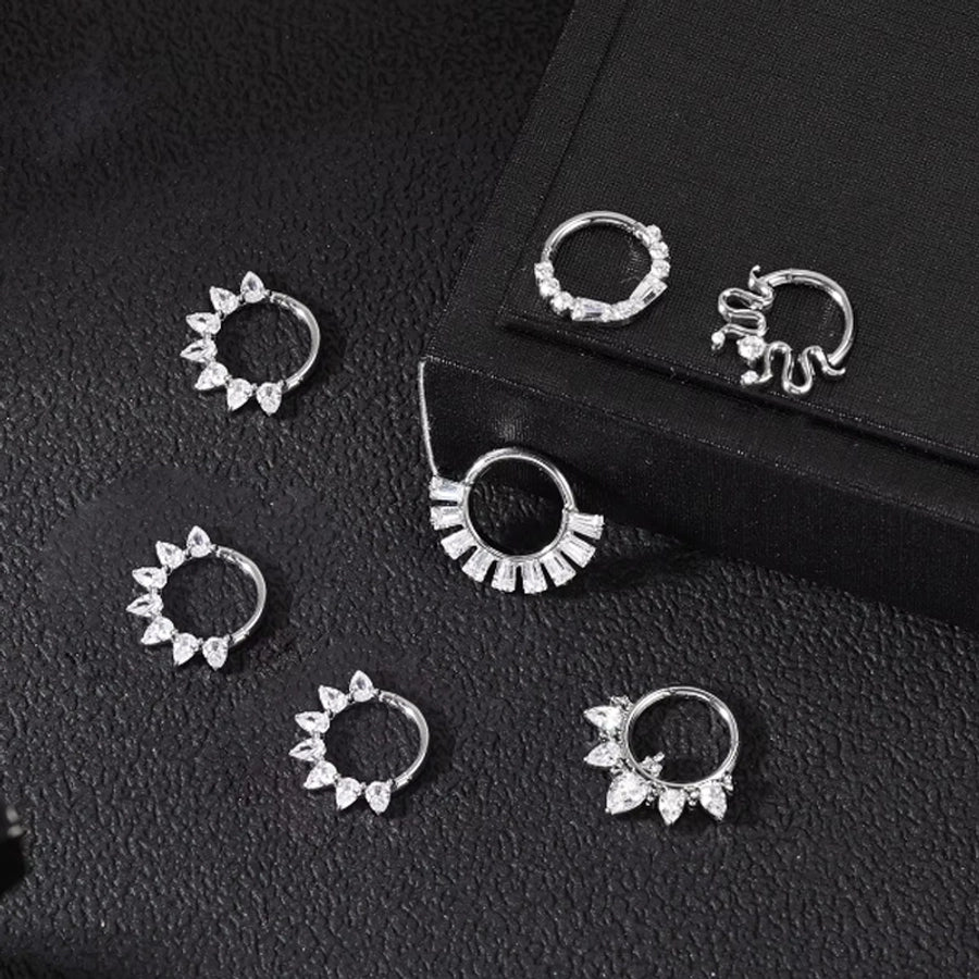 1 Piece Nose Rings & Studs Luxurious Shiny Round Pure Titanium Titanium Alloy Zircon 14K Gold Plated White Gold Plated Ear Cartilage Rings & Studs Nose Rings & Studs
