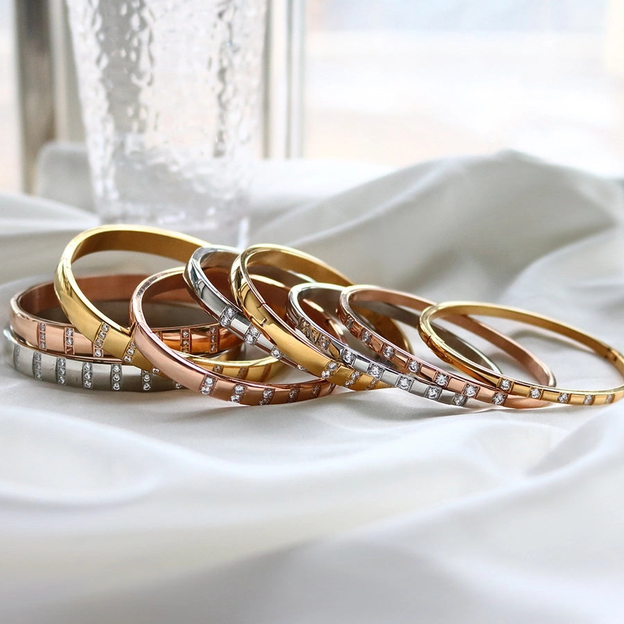 Elegant Solid Color Titanium Steel Bangle In Bulk