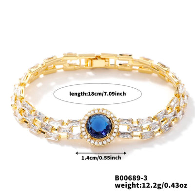 Copper K Gold Plated Inlay Water Droplets Zircon Bracelets