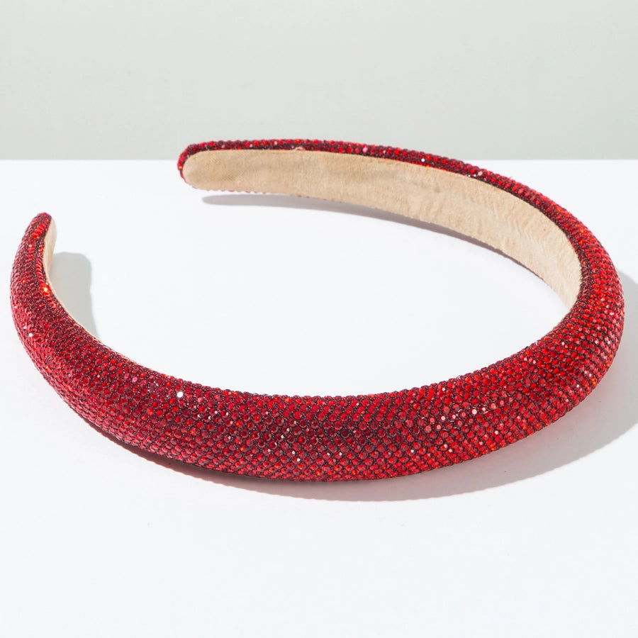 Women's Vacation Simple Style Solid Color Alloy Sponge Inlay Rhinestones Hair Band