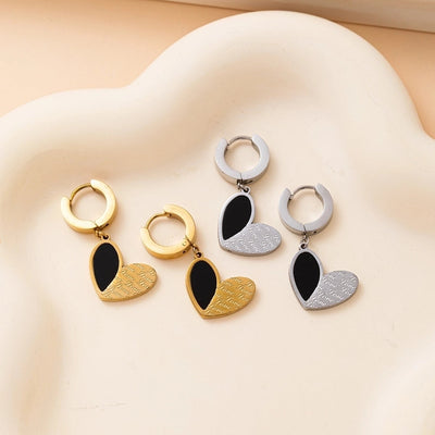 1 Pair Vintage Style Simple Style Classic Style Heart Shape 201 Stainless Steel Earrings