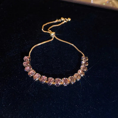 sweet colorful rectangle copper inlay zircon bracelets