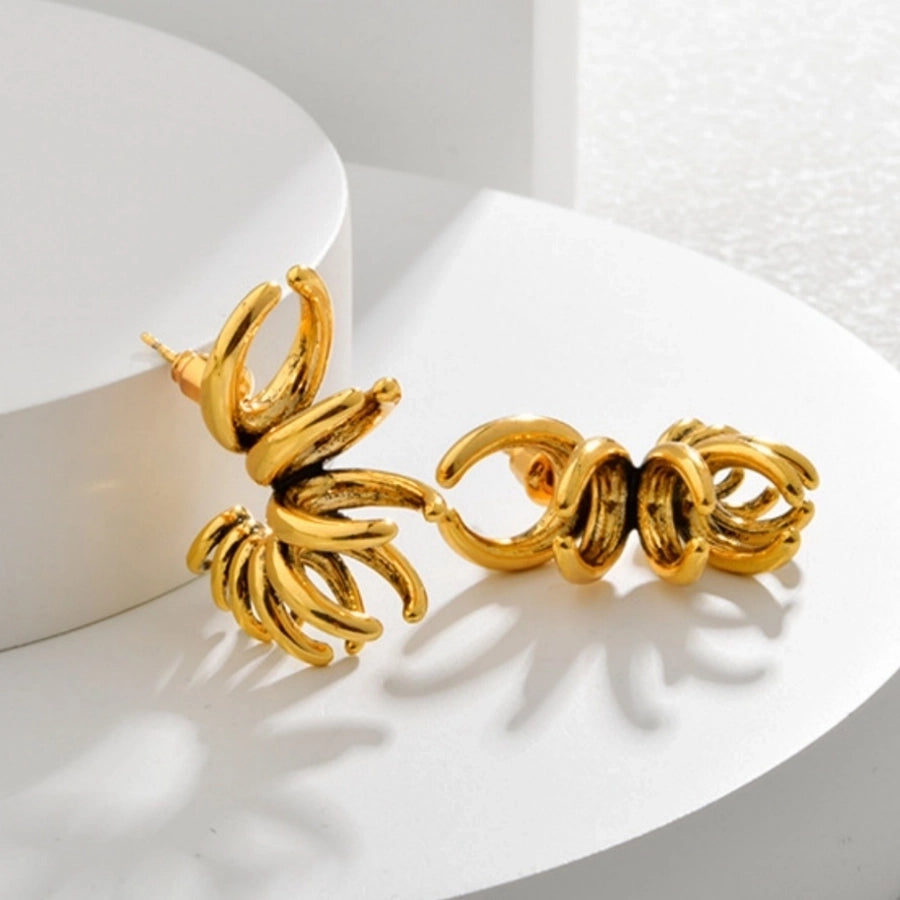 1 Pair Exaggerated Cool Style C Shape 304 Stainless Steel 18K Gold Plated Ear Studs